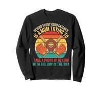Softball Catcher Mom Vintage Retro Baseball Catching mama Sweatshirt