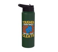 Softball Catcher Tougher Than Nails Softball Mom Stainless Steel Insulated Water Bottle