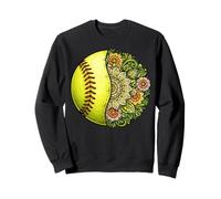 Softball Floral Mandala Design Nature Naturecore Pattern Sweatshirt