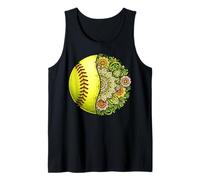 Softball Floral Mandala Design Nature Naturecore Pattern Tank Top