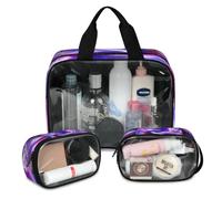 Softball Galaxy Travel Makeup Bag for Women Men, Galaxy Nebula Star Translucent Cosmetic Bags 3 Pcs Large Shower Wash Pouch Toiletry Cosmetic Toiletries Organizer