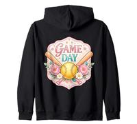 Softball Game Day Fan Lover Player Coach Spectator Womens Zip Hoodie