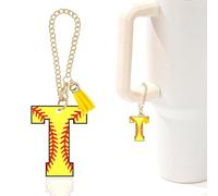 Softball Gifts,Letter Charm Accessories for Stanley Cup,Softball Initial Keychain Charm for Stanley Tumbler,Charms for Purse Backpack,Gifts for Women Softball Lovers Girls Mom Sister Birthday T