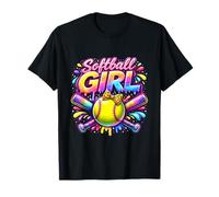Softball Girl Bat Illustration T-Shirt