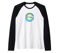 Softball Grandpa with Modern Softball Circles Raglan Baseball Tee