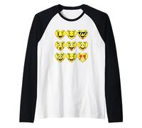 Softball Heart Faces Cute Player Love Raglan Baseball Tee