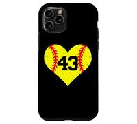 Softball Heart Number 43 Jersey Sports Fan 43rd Birthday Case for iPhone 11 Pro