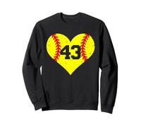 Softball Heart Number 43 Jersey Sports Fan 43rd Birthday Sweatshirt