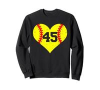 Softball Heart Number 45 Jersey Sports Fan 45th Birthday Sweatshirt