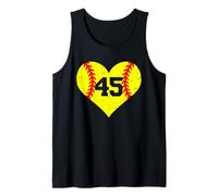 Softball Heart Number 45 Jersey Sports Fan 45th Birthday Tank Top