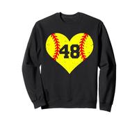 Softball Heart Number 48 Jersey Sports Fan 48th Birthday Sweatshirt