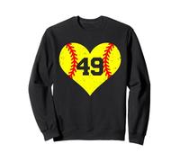 Softball Heart Number 49 Jersey Sports Fan 49th Birthday Sweatshirt
