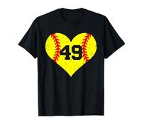 Softball Heart Number 49 Jersey Sports Fan 49th Birthday T-Shirt