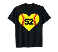 Softball Heart Number 52 Jersey Sports Fan 52nd Birthday T-Shirt