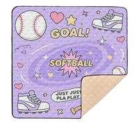 Softball Just Play Purple Pattern Soft Foam Foldable Baby Play mat for Indoor Outdoor Cozy Breathable Foldable Baby Play Tummy Time Mat for Babies Infants Toddlers, 50'' x 50''con