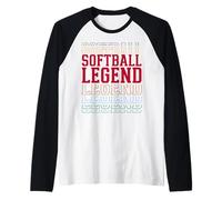 Softball Legend Funny Layered Text Team Player Coach Raglan Baseball Tee