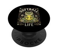 Softball Life Cute Frog Floral Game Lover PopSockets Adhesive PopGrip