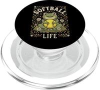 Softball Life Cute Frog Floral Game Lover PopSockets PopGrip for MagSafe