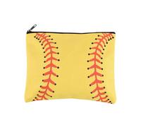Softball Makeup Bag Sport Team Gift Softball Cosmetic Bag for Women Girl Cheerleader Travel Storage Organizer Pouch for Player Coach Sport Theme Party Favor Idea Canvas Toiletry Zipper Pouch