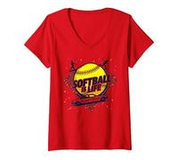Softball Mom Life: I'm Just The Driver V-Neck T-Shirt, Women, Red, M