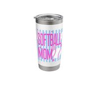 Softball Mom Retro Striped Bow Stainless Steel Insulated Tumbler