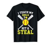 Softball Mom Softball Dad I Teach My Girls To Hit And Steal T-Shirt