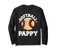 Softball Pappy Distressed Vintage Funny Grandpa Game Day Long Sleeve T-Shirt