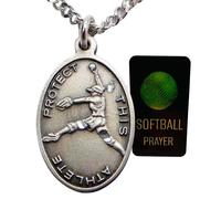 Softball Pewter Medal Ladies Necklace Set with Stainless Steel Chain with St Sebastian Boxed Prayer Card Saint Expressions Premium Jewelry for Athletes