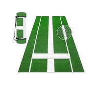 Softball Pitching Mat, 10x3FT Portable Softball Pitching Mat with Rubber and Powerline, Artificial Grass Pitching Mound with Carry Strap, Indoor Outdoor Baseball Practice Pad for Pitchers Green White