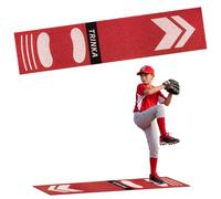 Softball Pitching Mat, 63 x 14 in Softball Baseball Trainer Practice Mat for Indoor and Outdoor, Beginner Correct Batting Standing Posture Practice Training Tool (Red)