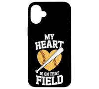 Softball Season My Heart Is On That Field Case for iPhone 16 Plus