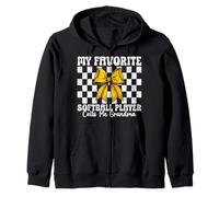 Softball Sister Girl My Favorite Player Calls Me Sister Zip Hoodie