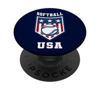 Softball Support the Team Player USA Flag PopSockets Adhesive PopGrip