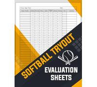 Softball Tryout Evaluation Sheets: Designed for recording detailed evaluations of players’ skills and performance during softball tryouts