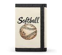 Softball with Leopard Pattern Men's Trifold Wallet with Money Clip Minimalist Credit Card Holder Coin Purse Anniversary Birthday Gift