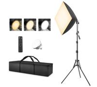 Softbox Photography Lighting, 85W LED Soft Box with Remote Control Dimmable 2700-6400K 3 Colour Temperatures （White,Warm,Cold）Bulbs for Video,Photo Studio Lights for Shooting Video Portraits