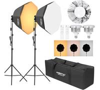 Softbox Photography Lighting Kit,2X AMBITFUL 65cm Softbox Lighting Kit with 2M Tripod Light Stand & 2X 50W 3000-6500K Bi-Color LED Bulb,LED Continuous Lighting for Video Recording/Live Streaming