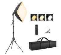 Softbox Photography Lighting Kit, Foccalli 85W Rotatable Soft Box Continuous Lighting with Dimmable 2700-6400K LED Light Bulb, Photo Studio Lights for Shooting Video Portraits