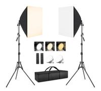 Softbox Photography Lighting Kit, Heorryn 85W Continuous Soft box Light with Remote Control 2700K-6400K LED Bulbs,Dimmable Studio Lights for Live Streaming Video Recording TikTok YouTube (2 Pack)