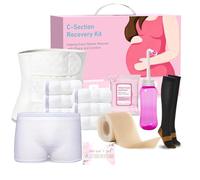SOFTCA C Section Recovery Must Haves Kit - Peri Bottle,Disposable Mesh Underwears,Witch Hazel Pad Liners,Silicone Scar Patches, Abdominal Belly Binder,Socks,C-Section Recovery Essentials Kit