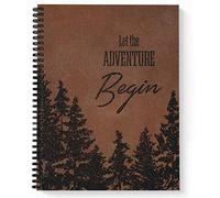 Softcover Let The Adventure Begin 8.5" x 11" Mens Motivational Spiral Notebook/Journal, 120 Wide Ruled Pages, Durable Gloss Laminated Cover, Black Wire-o Spiral. Made in The USA