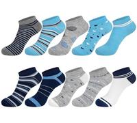 Softcozy 10 Pairs Women's Crew Socks with Multi Stripe Dot and Heart Patterns, Soft and Breathable Ladies Socks Perfect Gifts for Women. One Size (Blue mixed color)