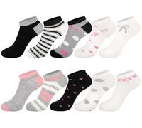 Softcozy 10 Pairs Women's Crew Socks with Multi Stripe Dot and Heart Patterns, Soft and Breathable Ladies Socks Perfect Gifts for Women. One Size (Black mixed color)