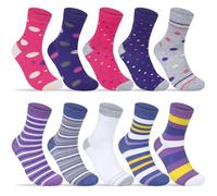 Softcozy 10 Pairs Women's Socks with Multi Stripe Dot Heart Patterns, Soft Breathable Ladies Socks Perfect Gifts for Women, One Size, One Size, Mixed color 6