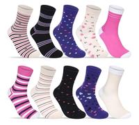 Softcozy 10 Pairs Women's Socks with Multi Stripe Dot Heart Patterns, Soft Breathable Ladies Socks Perfect Gifts for Women, One Size, One Size, Mixed color 5