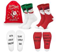 Softcozy 2 Pairs Christmas Fluffy Socks Novelty Bed Sock Warm Thermal Slipper Sleeping Socks with Anti-Slip Christmas Gifts for Family, One Size