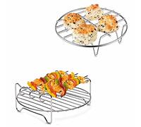 SoftcuteLee 2Pack Air Fryer Rack Stainless Steel Double Layer Accessories Grilling with 3 Skewers for Oven and Press Cooker, Barbecue, Roasting Most 5.3-5.8 QT Fryers Ovens - 7.8inch