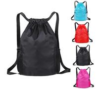 SoftcuteLee Drawstring Gym Bag String Bags Gym Sack Backpack PE Bags Unisex | Waterproof Swimming Bag Travel Beach School Holidays for Mens & Womens Adults - Black