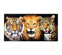 Softerry Big Cats Beach Towel 30 x 60 inches Wild Felines Lion, Bengal Tiger and Leopard Jaguar 100% Cotton