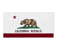 Softerry California Beach Towel 30 x 60 inches Map and State Flag California Republic Decorative 100% Soft Cotton Velour Terry Ideal for The Beach or Pool